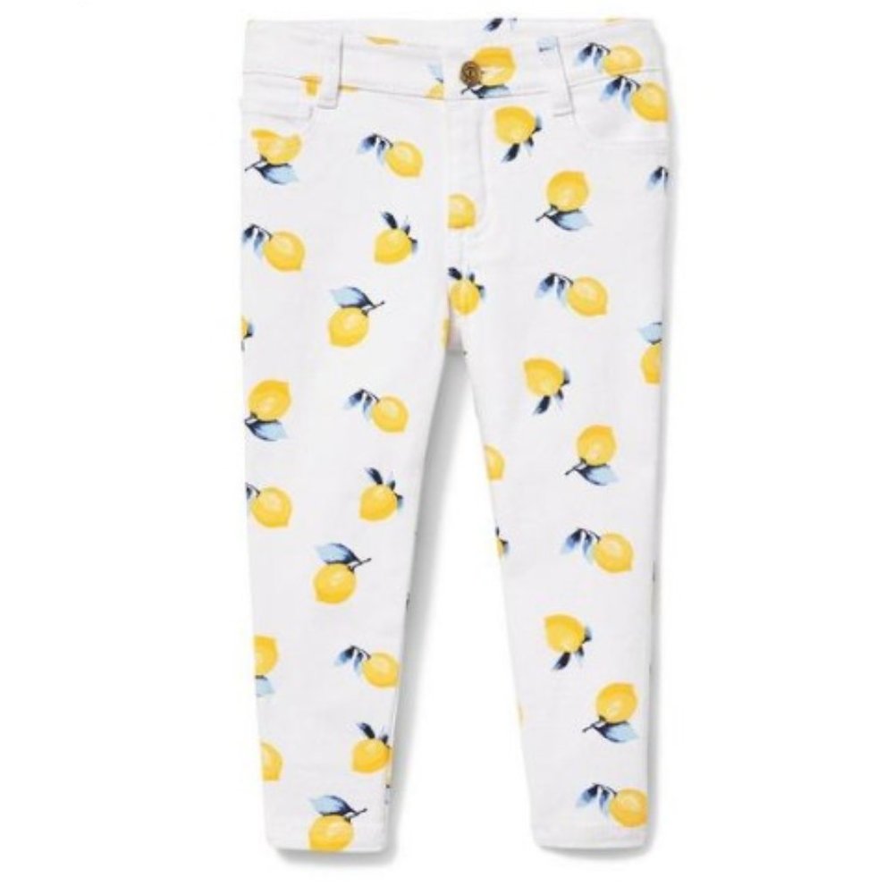 White Lemon Print Skinny Jeans